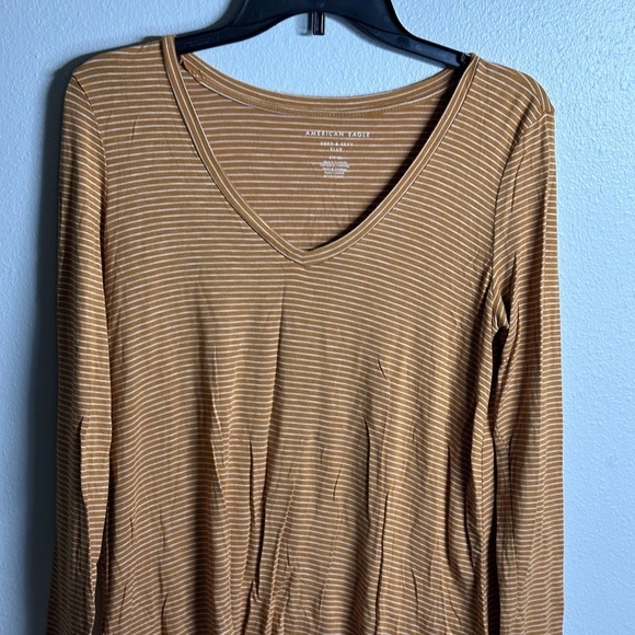 American Eagle Women Stripe Soft & Sexy Slub Long Sleeve Shirt Size S. - Picture 2 of 7